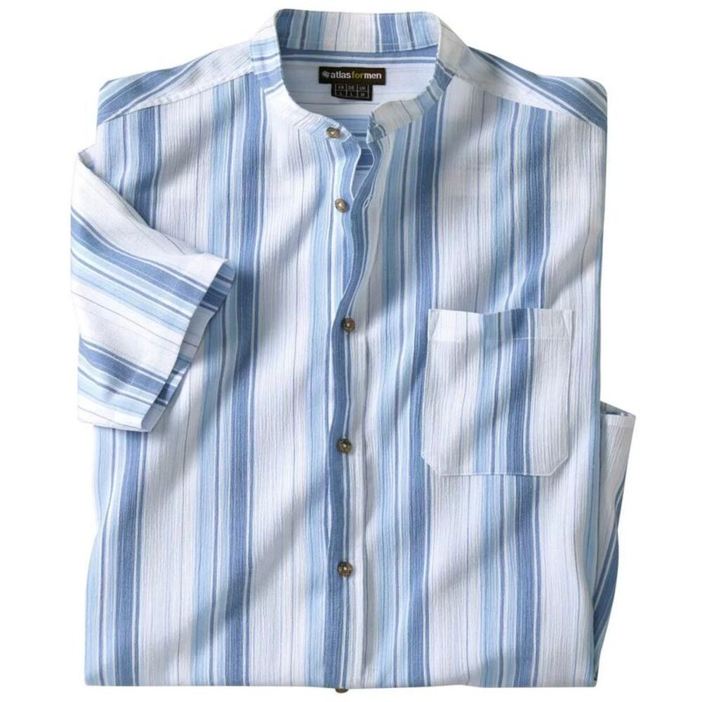 Atlas For Men Mens Striped Crepe Shirt / Blue
